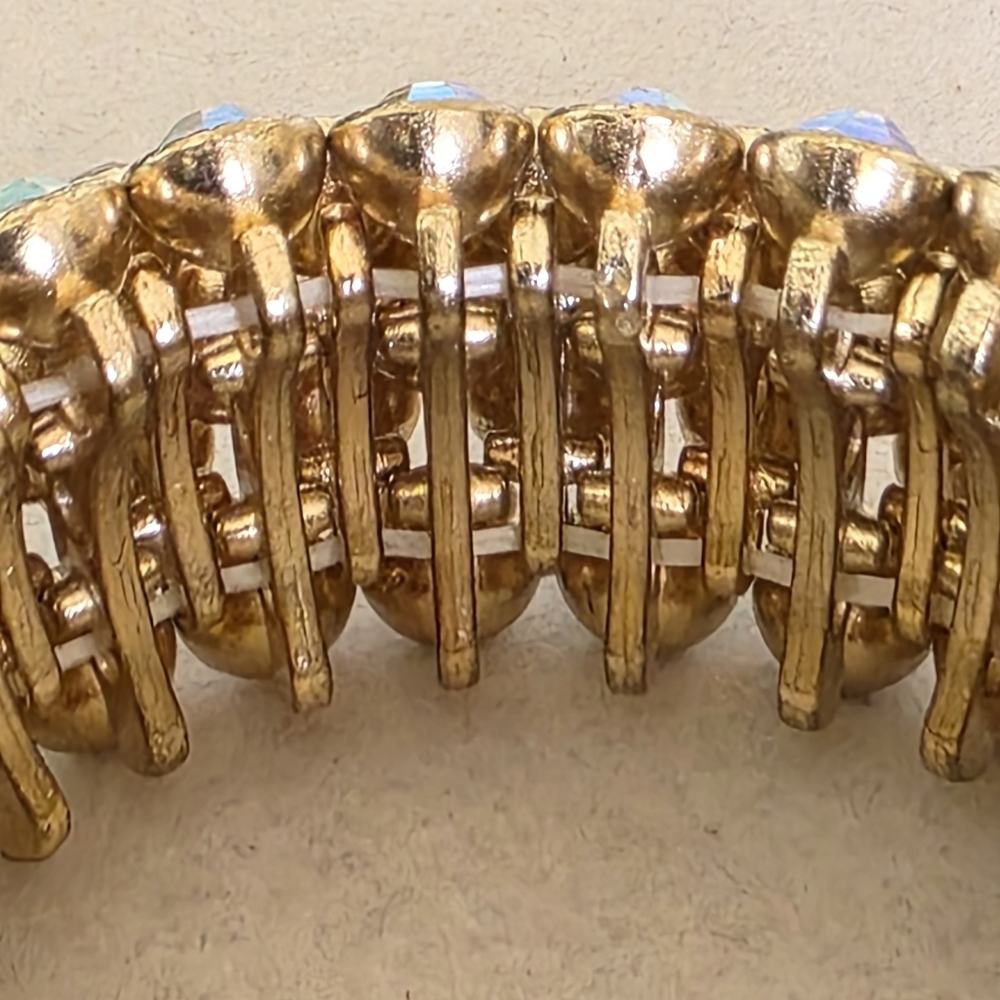 Statement Gold with AB Crystals Stretch  Bracelet - Picture 7 of 11